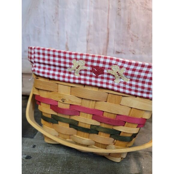 Picnic basket plaid gingerbread men heart Xmas decor - Picture 2 of 7